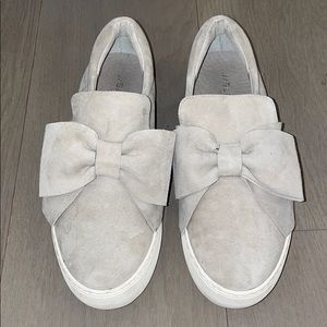 Grey Suede Bow Sneakers